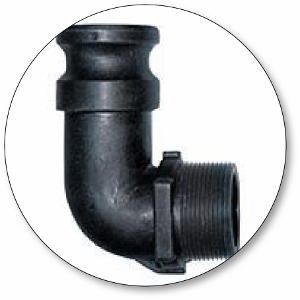 Quick-Acting Camlock Coupler - Polypropylene 90° Male Adapter x Male NPT