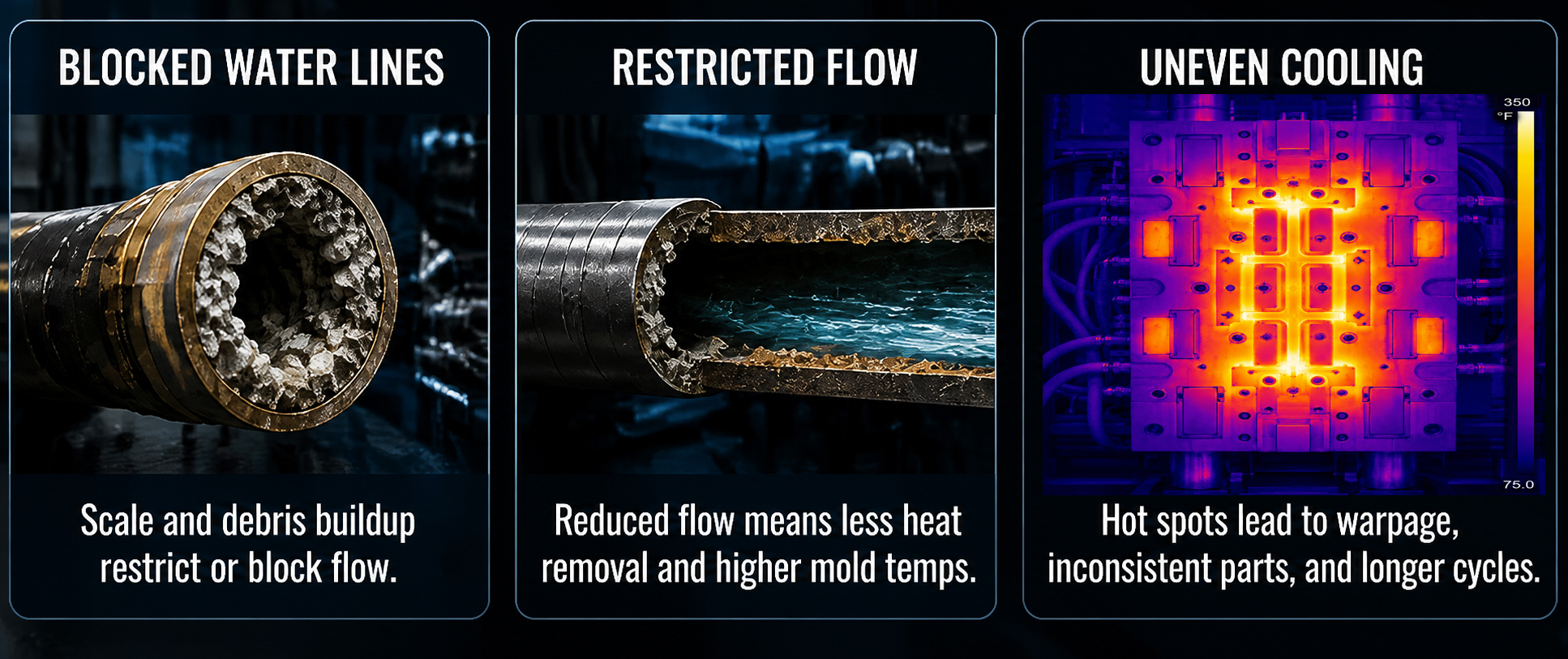 Injection molding cooling problems illustration