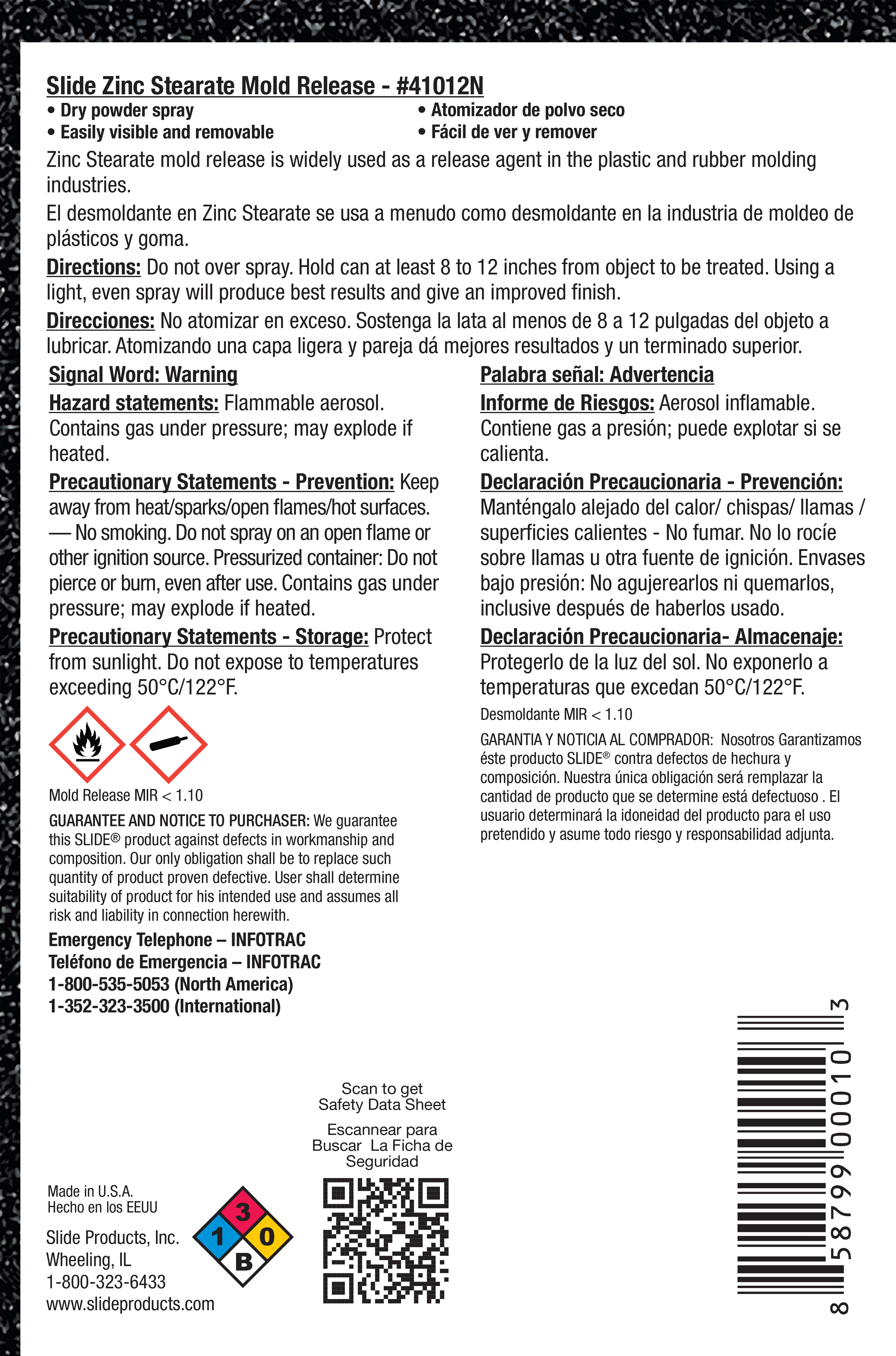 SLIDE® 41012N Zinc Stearate Mold Release