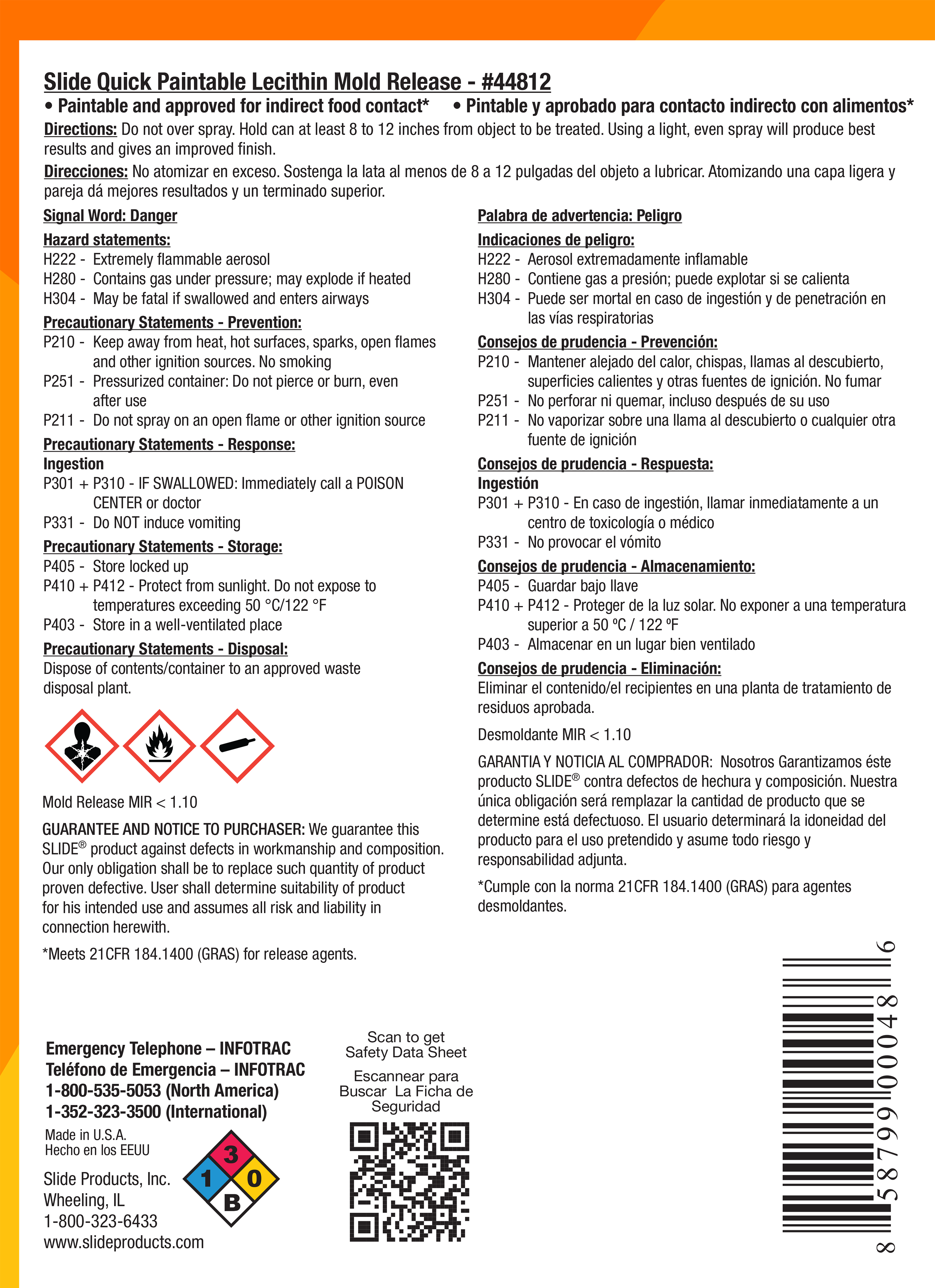 SLIDE® 44812 Quick Paintable Lecithin Mold Release