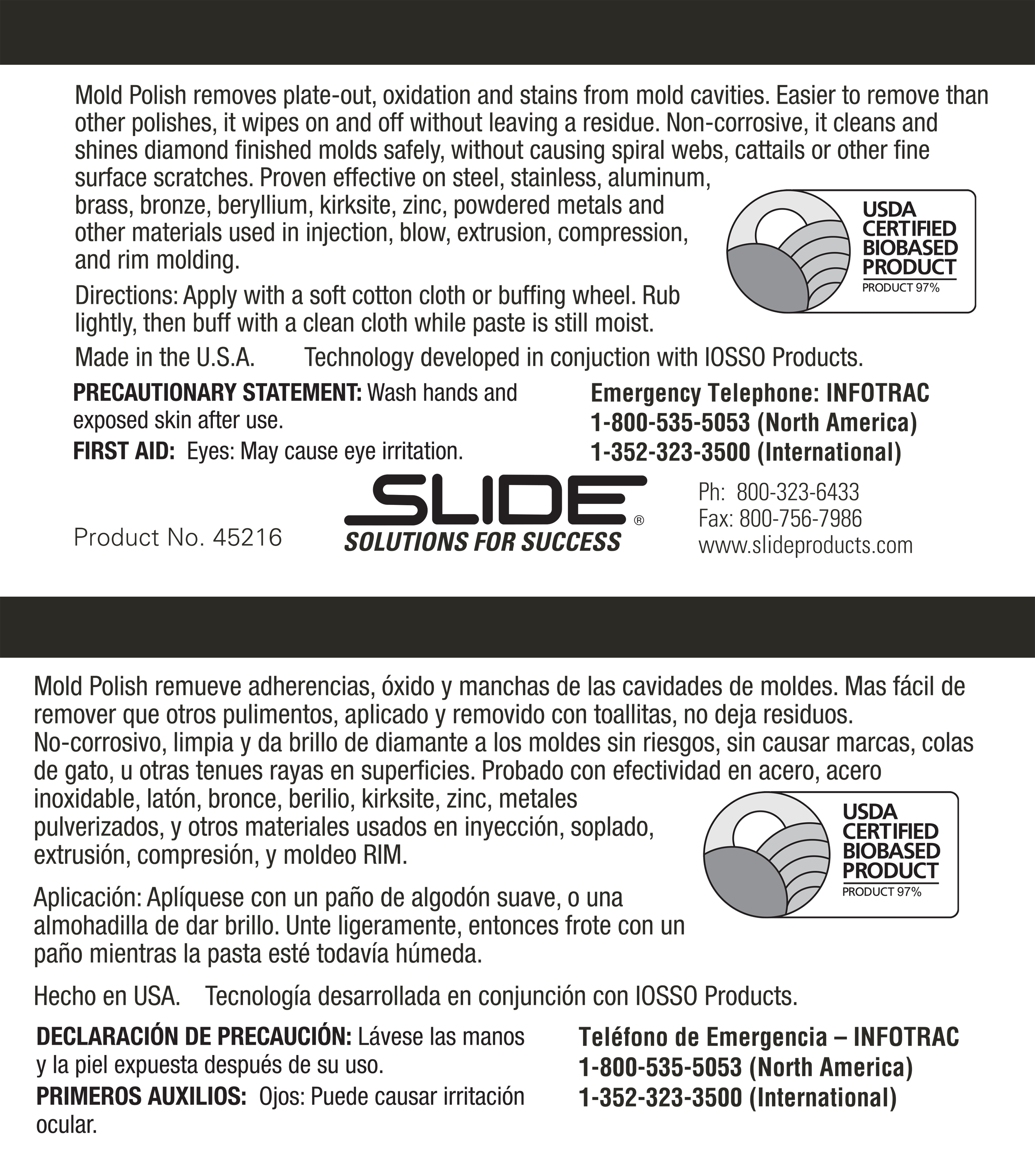 SLIDE® 45216 Mold Polish Injection Mold Cleaner