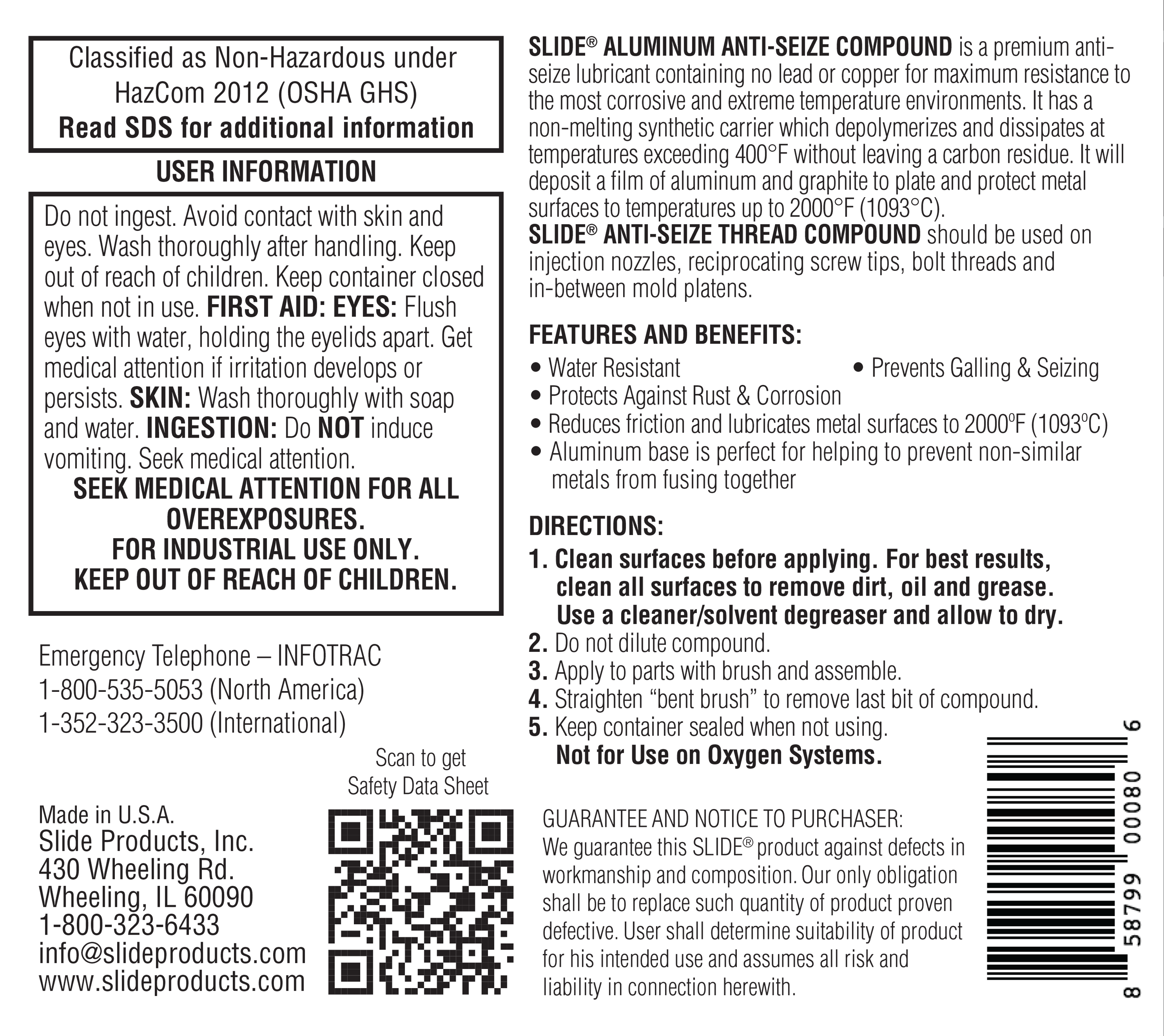 SLIDE® 48002, 48008 Aluminum Anti-Seize Compound