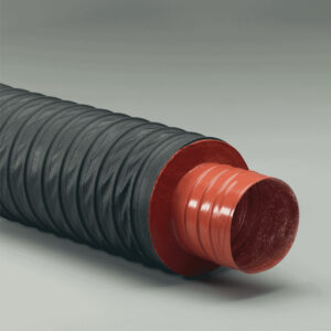Flexaust Flex-Heat Flex-Vest Hose from Plastixs is a double-ply iron oxide red silicone coated fiberglass fabric hose suited for air handling applications at low positive and low negative pressures